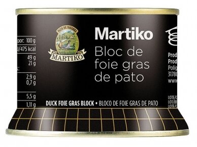 Kepenėlės ančių Martiko duck foie gras block skarda 130 g