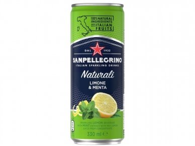 Gėrimas Sanpellegrino Limone Menta Naturali skard. 0,33 l